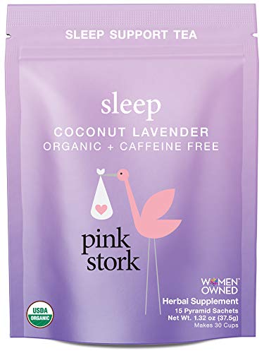 Product Cover Pink Stork Sleep Tea: Coconut-Lavender Sleep Support Tea, USDA Organic, Fall + Stay Asleep, Biodegradable Sachets, 30 Cups