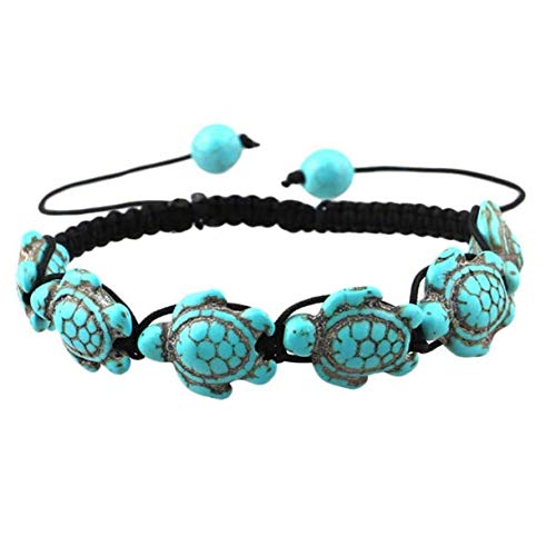 Product Cover Potelin Premium Quality Bohemian Turquoise Turtle Bracelet Hand Knit Bracelet for Women Girls
