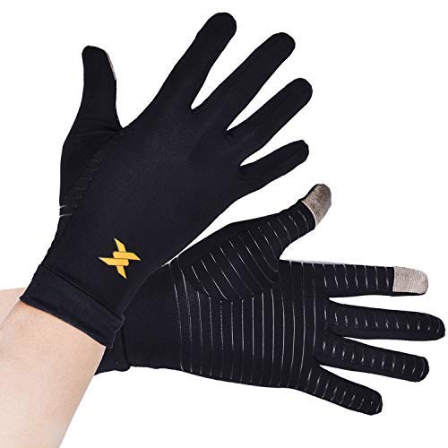 Product Cover Thx4COPPERr Infused Compression Gloves, Touch Screen Full Finger Arthritis Glove for Writing, Texting, Carpal Tunnel- Non-Slip Silicone Gel for Women/Men