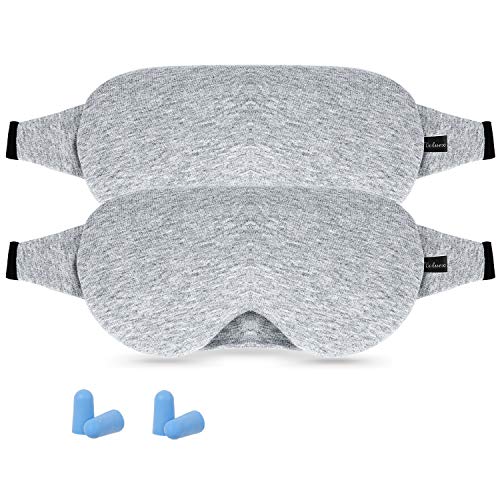 Product Cover Eye Mask for Sleeping,2Pack Voluex Sleep Mask for Women Men Kids,100% Blackout Light Sleeping Mask with Adjustable Strap, Lightweight and Comfortable Blindfold for Travel, Shift Work, Naps（Gray）