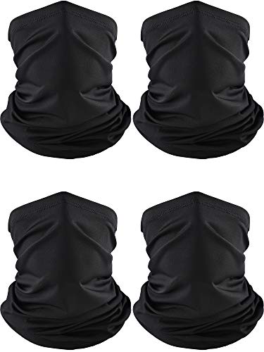 Product Cover 4 Pieces Summer Bandana Face Mask Thin Neck Gaiter Cooling Sunblock Face Scarf (Color Set 5)