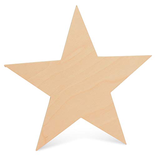 Product Cover Wooden Star Shapes, 10 Inch Large Patriotic Natural Wood Cutouts, Bag of 3, Unfinished DIY Craft Wall Decor by Woodpeckers