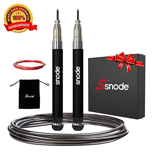 Product Cover SNODE T18 Self-Locking Crossfit Jump Rope -High Speed Skipping Rope-Light Weighted Speed Rope, Ball Bearing&Anti-Skip Silicon Handle Grips with 2 Speed Rope Cables for Fitness Sports Training Workout