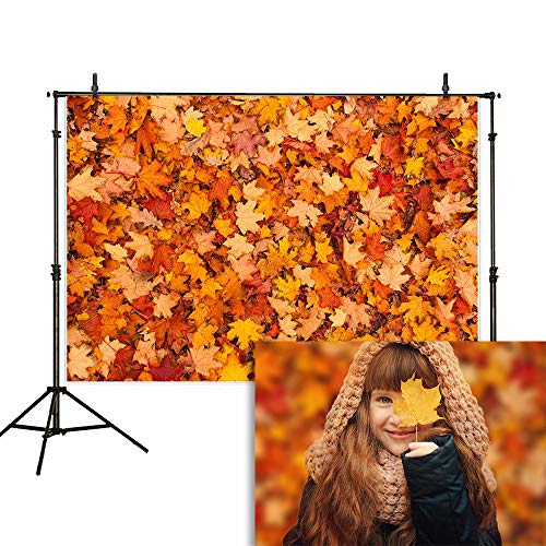 Product Cover Allenjoy 7x5ft Autumn Leaves Photography Backdrop Outdoor Fall Colorful Fallen Maple Leaf Background Thanksgiving Harvest Party Supplies Decoration Cake Table Banner Photo Studio Booth Props