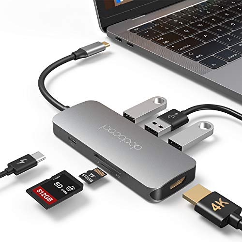 Product Cover USB C Hub HDMI Adapter dodocool 7-in-1 Dongle USB C to HDMI 4K, TF/SD Card Reader, 3 USB 3.0, 100W PD Charging for MacBook/Pro/Air, ChromeBook, XPS, Samsung Galaxy 8/9/10 and Other USB C Devices