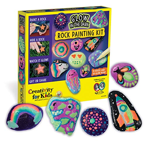 Product Cover Creativity for Kids Glow In The Dark Rock Painting Kit - Paint 10 Rocks with Water Resistant Glow Paint - Crafts for Kids