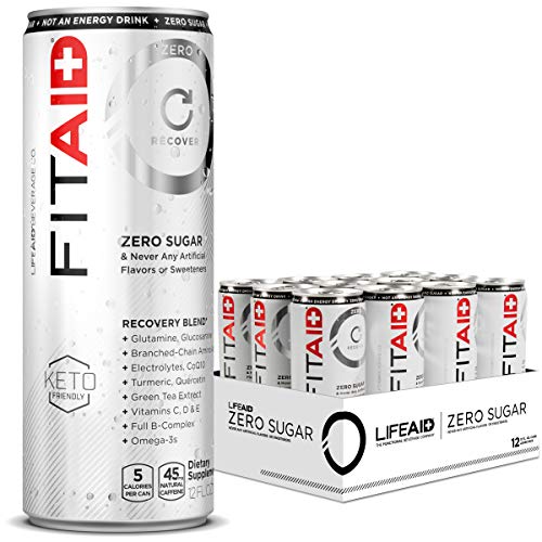 Product Cover FITAID ZERO | No Artificial Flavors or Sweeteners | Keto-Friendly | #1 Post-Workout Recovery Drink | Contains Zero Sugar, BCAAs, Glucosamine, Omega-3s, Green Tea | 5 Calories | 12 Fl Oz (Pack of 12)