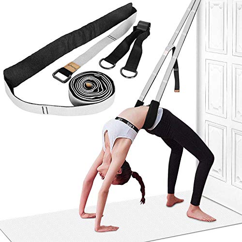 Product Cover Yoga Fitness Stretching Strap - Back Bend Assist Trainer, Improve Leg Waist Back Flexibility for Rehab Pilates Ballet Dance Cheerleading Splits Gymnastics (Grey)