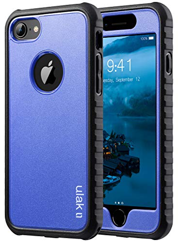 Product Cover ULAK iPhone 8 Case, iPhone 7 Case, Slim FIT Shock-Absorbing Flexible Durability TPU Bumper Case, Durable Anti-Slip, Front and Back Hard PC Defensive Protective Cover, Blue