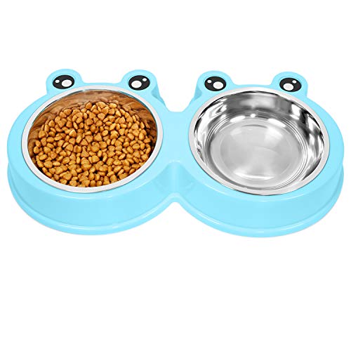 Product Cover UPSKY Double Cat Bowls Cute Modeling Food Water Feeder No-Slip Stainless Steel Rabbit & Pet Bowls