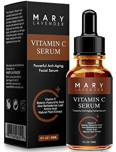 Product Cover MaryLavender Vitamin C Serum for Face and Eyes with Hyaluronic Acid, Vitamin E, MSM & Aloe, True Serum for Skin, Anti Aging, Anti Wrinkle,Fades Dark Spot,Acne Scars,Sun Damage,Boost Collagen,1 fl oz