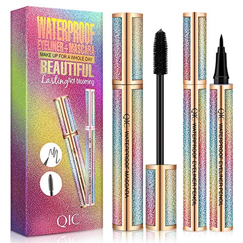 Product Cover 4D Silk Fiber Lash Mascara and Eye Pencil Value Pack，Luxuriously Longer，Thicker，Voluminous Eyelashes，Dramatic Extension，Natural Waterproof Smudge-Proof & Long Lasting Charming Eye Makeup ，1 Set，Combo