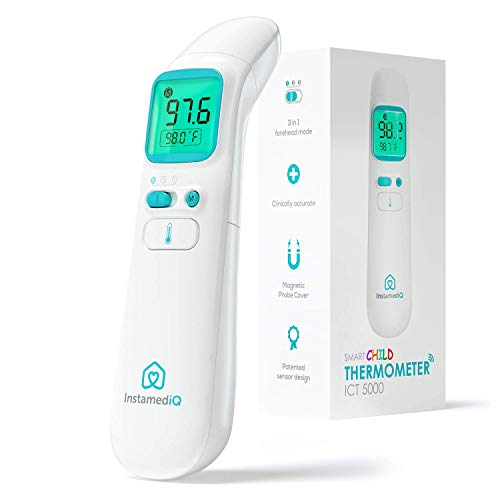 Product Cover InstamediQ Baby Thermometer Forehead and Ear - Intelligent 3 Mode Forehead Thermometer and Ear Thermometer for Kids - Patented FDA Approved Infant Thermometer and Temporal Temple Kids Thermometer