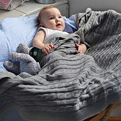 Product Cover Sumery Su Baby Blanket Knit Soft Baby Toddler Blankets for Boy and Girls Size 30 x 40 Inch Grey