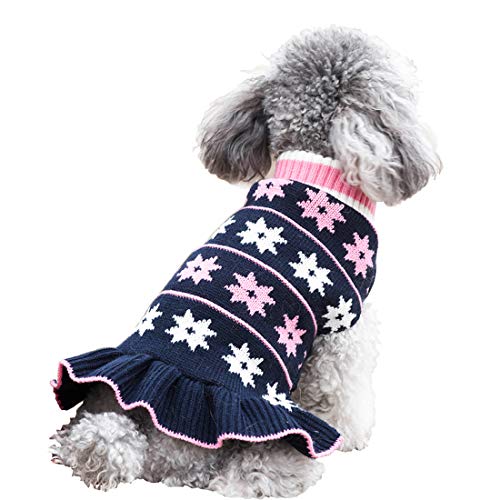 Product Cover kyeese Dog Sweaters Small Turtleneck Dog Sweater Dress Knit Warm Cat Sweater with Leash Hole