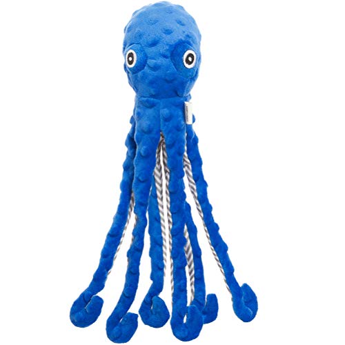 Product Cover EXPAWLORER Best Squeaky Dog Plush Toys Pet Puppy Soft Treat Chew Toy Interactive for Small to Medium Breeds Dogs Cats Playing Octopus Design 17