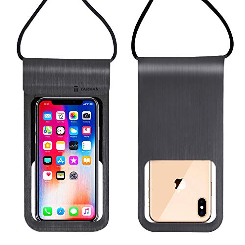 Product Cover Tarkan Spot IPx8 Leather + TPU Touch Waterproof Travel Pouch for Mobile Phones, Dry Bag Case Cover All Smartphones Upto 6.99 Inch (Steel Grey)