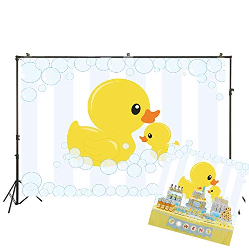 Product Cover 7x5ft Photography Background Cute Little Yellow Duck Theme Baby Shower Bubble Backdrop Ducky Party Event Decorations Banner Pictures Photo Booth Props W-1985