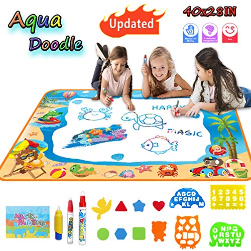 Product Cover TTOUADY Updated Color Water Doodle Mat, Large Size 40x28 Inch Sea World Aqua Magic Mats, Educational Learning Toys for 2 3 4 5 6 Years Old Girls Boys Toddler Kids