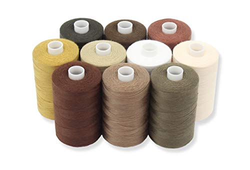 Product Cover SEWING AID All Purpose Polyester Thread for Hand and Sewing Machine, 10 Spools in Assorted Brown Colors, 1000 Yards Per Spool