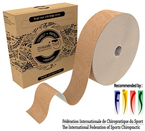 Product Cover Dynamic Tape 101 feet Bulk Roll Beige Biomechanical, Designed to Sports Physio, Athletic Sport Performance, Foot Knee Muscle, Protect & Assist Motion, Injury Recovery, Hypoallergenic, No Latex