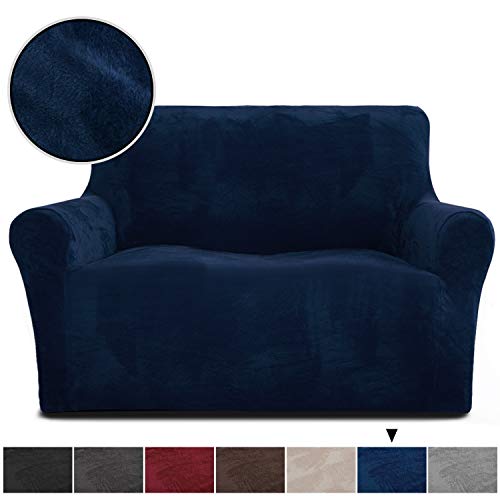Product Cover Rose Home Fashion RHF Velvet Loveseat Slipcover Slipcovers for Couches and Loveseats, Loveseat Cover&Couch Cover for Dogs, 1-Piece Sofa Protector(Navy -Loveseat)