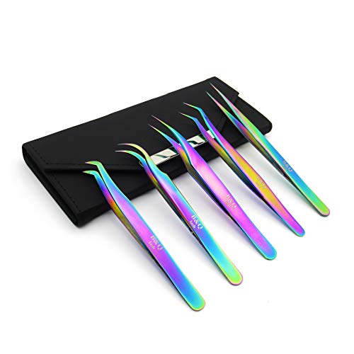Product Cover 5 Pieces Eyelash Extension Tweezers Set Volume Tweezers Lash Extension Precision Tweezers (5 pieces)