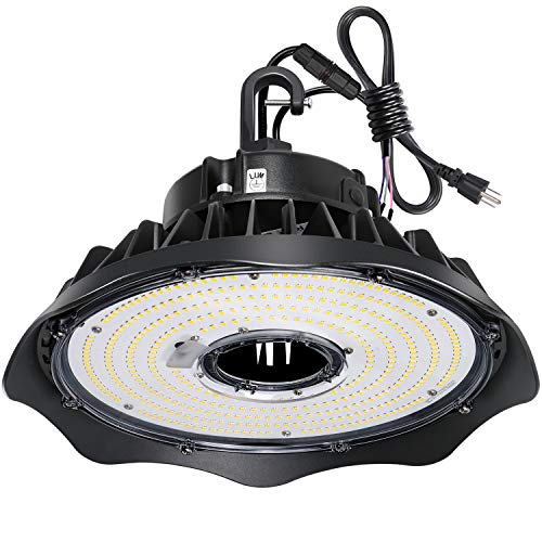 Product Cover Hykolity 150W UFO LED High Bay Light Fixture, 19500lm 1-10V Dimmable 5000K 5' Cable with US Plug DLC Complied [250W/400W MH/HPS Equiv.] Commercial Warehouse/Workshop/Wet Location Area Light