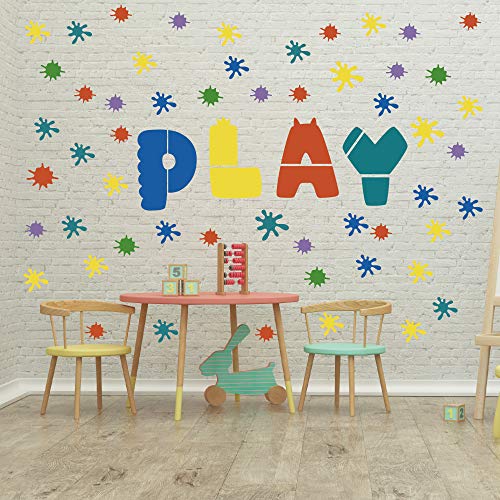 Product Cover GULIGULI Paint Splatter Wall Decal-Ink Splotch Vinyl Stickers for Toddler Boys Girls Kids Room Bedroom Playroom Decor