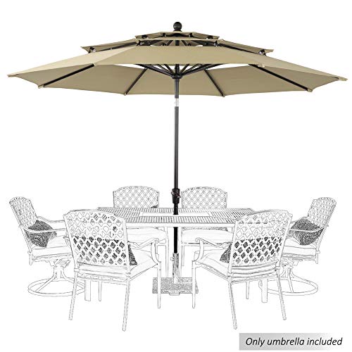 Product Cover PHI VILLA 10ft Patio Umbrella Outdoor 3 Tier Vented Table Umbrella with 8 Sturdy Ribs (Beige)