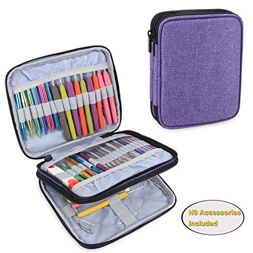 Product Cover Teamoy Organizer Case for Interchangeable Circular Knitting Needles, Crochet Hooks and Knitting Accessories, Keep All in One Place and Easy to Carry, Purple (No Accessories Included)