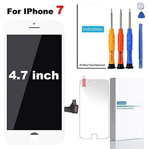 Product Cover Fixerman for iPhone 7 LCD Screen Replacement White 4.7 inch,3D Touch Display Digitizer Assembly with Repair Tools,Compatible with Model A1660, A1778, A1779