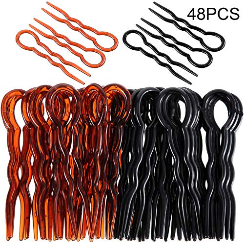 Product Cover 48 Pieces Plastic U Shaped Hair Pins Lady Style Grip Hair Pins Fast Spiral Hair Grip for Women Girls Hairstyle Accessories