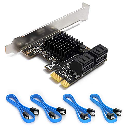 Product Cover Ziyituod PCIe SATA Card, 4 Port with 4 SATA Cable, SATA Controller Expansion Card with Low Profile Bracket, Marvell 9215 Non-Raid, Boot as System Disk, Support 4 SATA 3.0 Devices(SA3014)