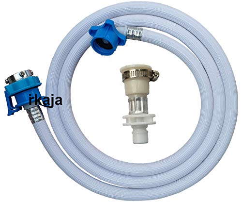 Product Cover Irkaja 3 Meter Flexible PVC Washing Machine Water Inlet/Inflow Hose Pipe with 2 Type Tap Adapters/Connectors for Front & Top Load Fully Automatic Washing Machines (3 Meter)