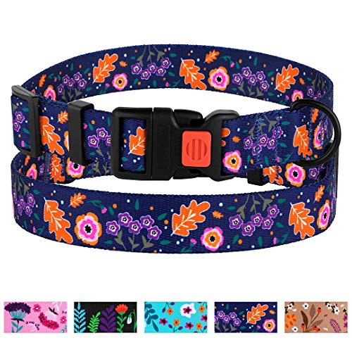 Product Cover CollarDirect Floral Dog Collar Nylon Pattern Flower Print Adjustable Pet Collars for Dogs Small Medium Large Puppy (Neck Fit 18