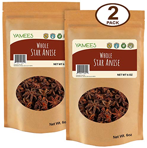 Product Cover Yamees Star Anise - Star Anise Pods - Anise Star - Anise Whole - Star Anise Whole - Bulk Spices - 2 Pack of 6 Ounce Each