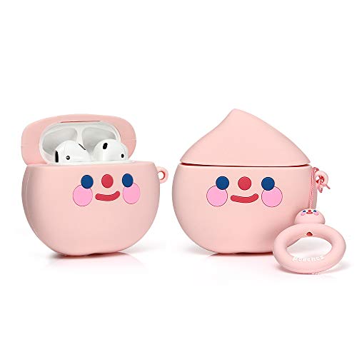 Product Cover LEWOTE Airpods Silicone Case Funny Cute Cover Compatible for Apple Airpods 1&2[Fruit and Vegetable Series][Best Gift for Girls or Couples] (Peach)