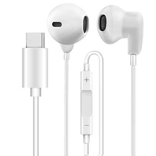 Product Cover EarFit Headphones, Earphones with Microphone & Remote, Hi-Fi Stereo Noise Isolation Sports Headset with USB C Plug Compatible with Galaxy S10 Plus, Note 10, A10, A90, M40, A8S, A80 & More (White)