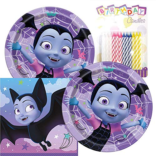 Product Cover Vampirina Themed Party Pack - Includes Paper Plates & Luncheon Napkins Plus 24 Birthday Candles - Serves 16