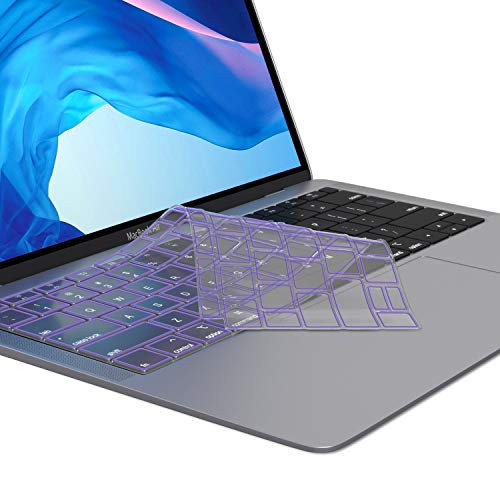 Product Cover Kuzy - MacBook Air Keyboard Cover, 13 inch 2019 2018 New A1932 with Touch ID and Retina Display Premium Ultra Thin TPU Protective Skin Protector - Purple