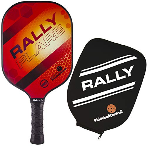 Product Cover Rally Flare Graphite Pickleball Paddle - Red | Polymer Honeycomb Core, Graphite Face | Lightweight Control, Power, Spin | Paddle Cover Included in Bundle | USAPA Approved