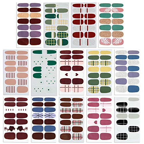 Product Cover 14 Sheets Full Wraps Nail Polish Stickers,Self-Adhesive Nail Art Decals Strips Manicure Kits Nail Art Designs