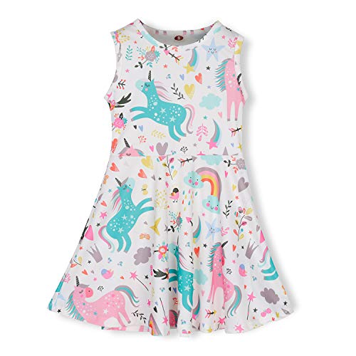 Product Cover Girls Sleeveless Casual Dress Kids Holiday Party Summer Dresses 4-13 Years (Unicorn, X-Large (10-13T))