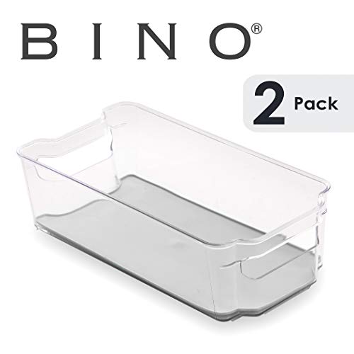 Product Cover BINO Stackable Plastic Organizer Storage Bins, Medium - 2 Pack - Pantry Organization and Storage Refrigerator Organizer Bins Fridge Organizer Freezer Organizer Pantry Organizer Pantry Storage