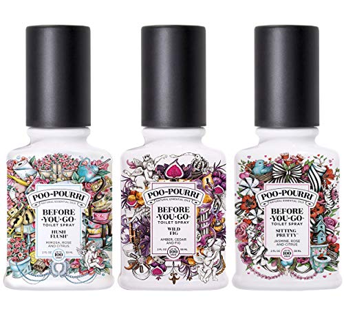 Product Cover Poo-Pourri Before You Go Toilet Spray Sitting Pretty, Hush Flush and Wild Fig 2 Ounce Bottles