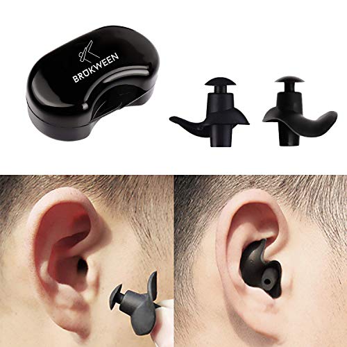 Product Cover Brukween Swimming Earplugs Waterproof Professional Comfort Fit Ergonomics Non-Skid Surf Diving Bath Silicone Gel Ear Protection for Adults and Children