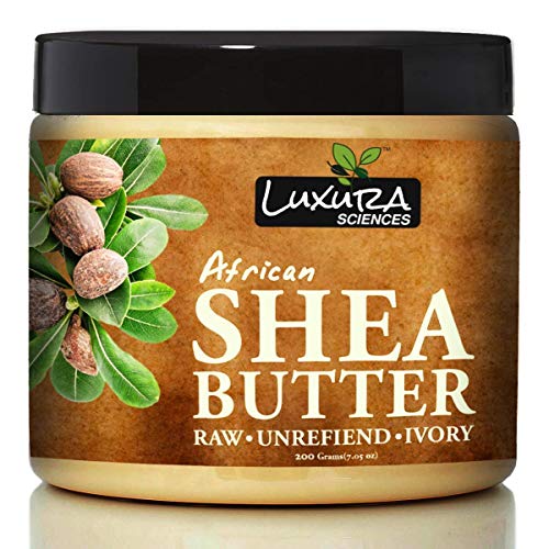 Product Cover Luxura Sciences African Raw Shea Butter Unrefined Organic Ivory for Skin and Body.(200 Gms) Body Mositurizer|| Anti-ageing|| Stretch Marks||SunScreen||Lip Cream.