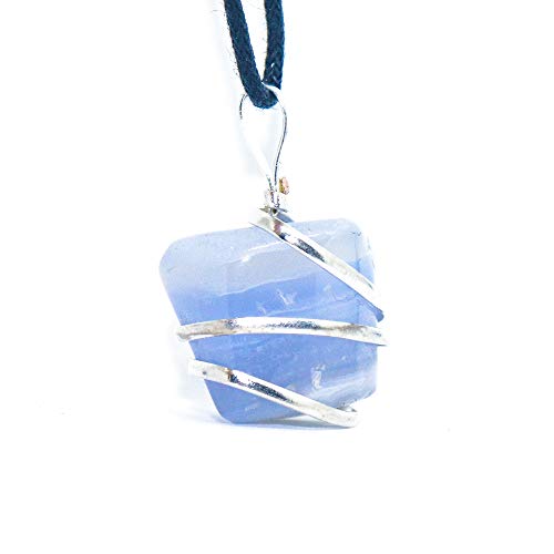 Product Cover Blue Lace Agate Gemstone Pendant Necklace - Natural Crystal Healing | Stone of Encouragement and Support| Throat Chakra & Communication Aid | for Security and Self-Confidence| Jewelry for Men & Women