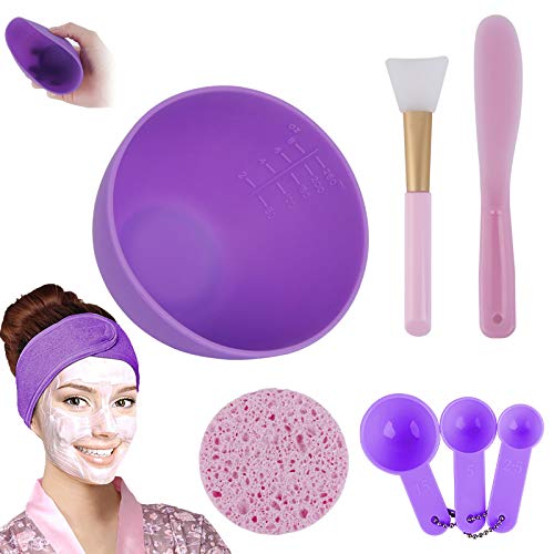 Product Cover Facemask Mixing Bowl Set, Anmyox DIY Face mask Mixing Tool Kit with Silicone Mask Bowl, Face Mask Brush, Measuring Spoons, Mask Spatula, Makeup Headband and Exfoliating Sponge (8-IN-1)